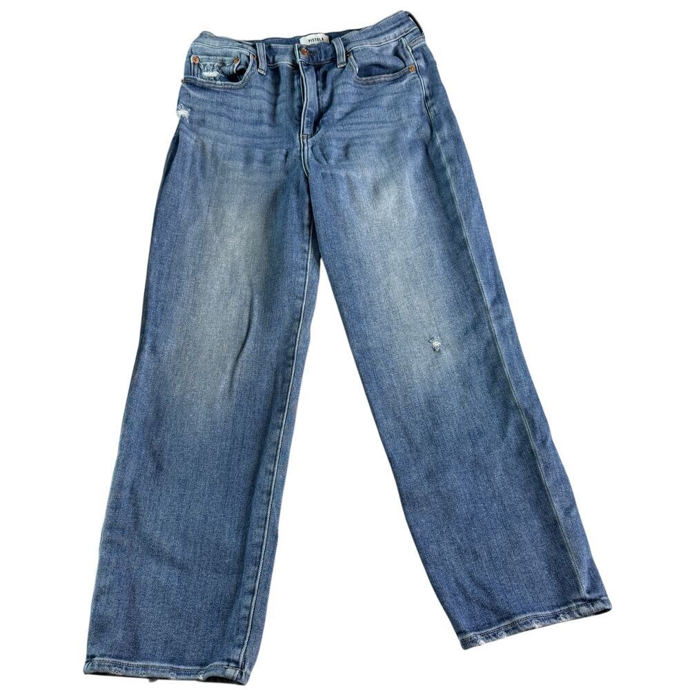 Pistola Womens Jeans Size 30 Light Wash High Rise Straight Leg Stretch Denim